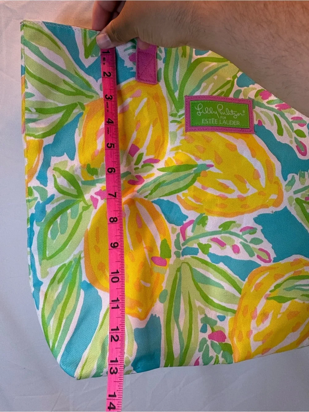 Lilly Pulitzer Lemon Floral Tote with Pink Handles